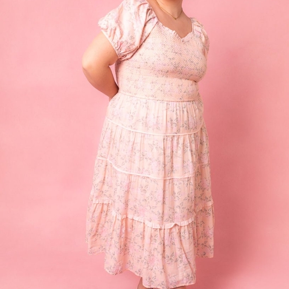 Floral Pink Midi Dress - Picture 2 of 7